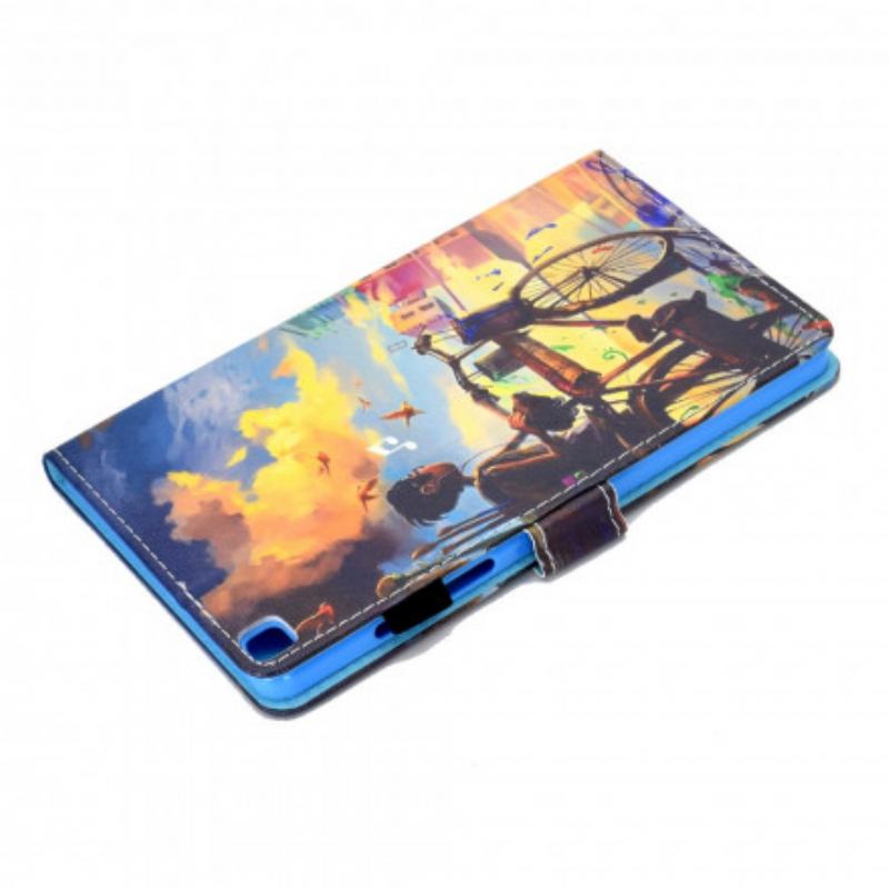 Capa Flip Para Samsung Galaxy Tab A7 (2020) Arte Da Bicicleta