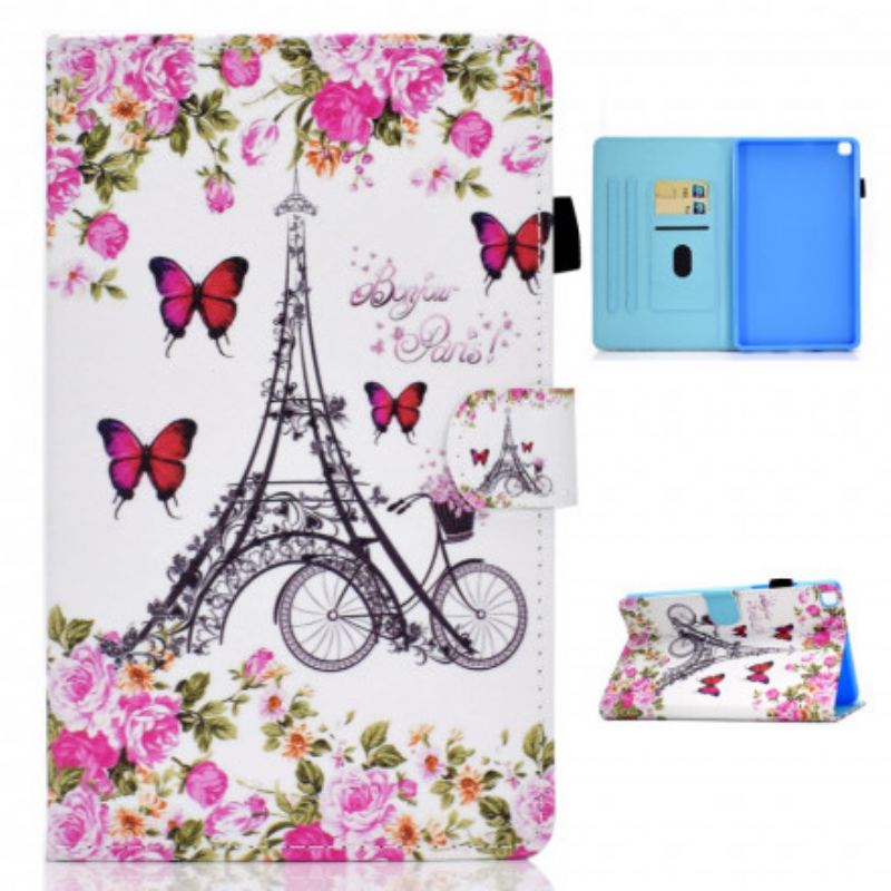 Capa Flip Para Samsung Galaxy Tab A7 (2020) Bicicleta Torre Eiffel