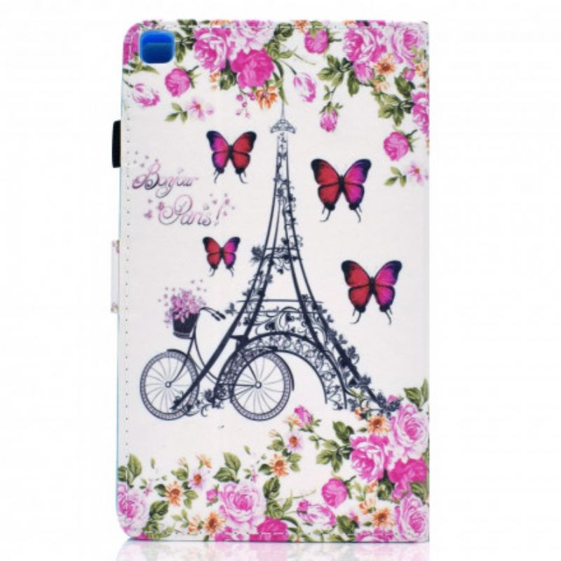 Capa Flip Para Samsung Galaxy Tab A7 (2020) Bicicleta Torre Eiffel