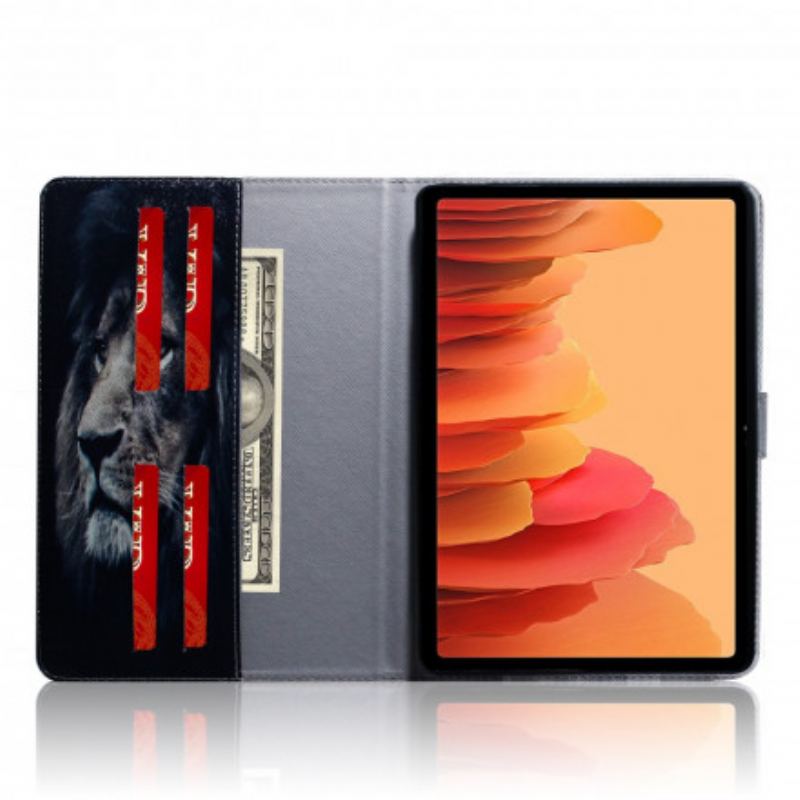 Capa Flip Para Samsung Galaxy Tab A7 (2020) Cabeça De Leão