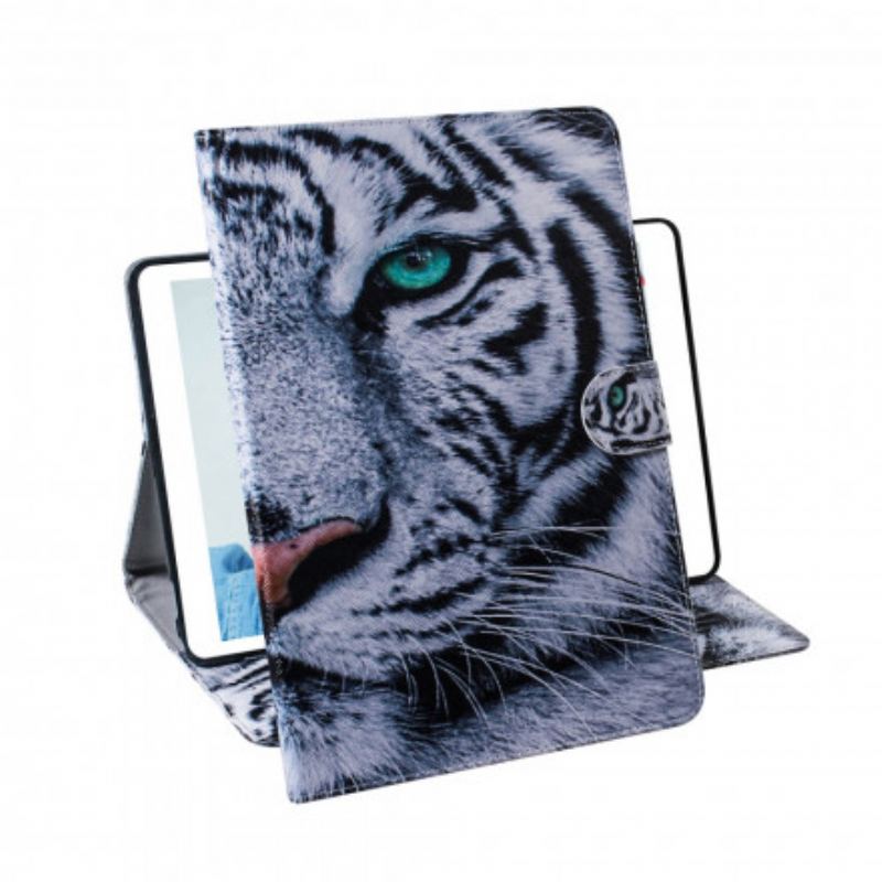 Capa Flip Para Samsung Galaxy Tab A7 (2020) Cabeça De Tigre