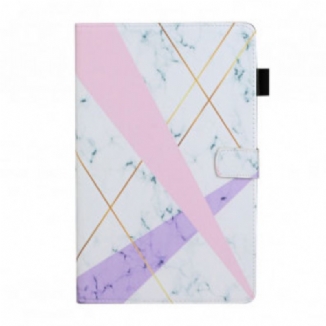 Capa Flip Para Samsung Galaxy Tab A7 (2020) Geometria De Mármore