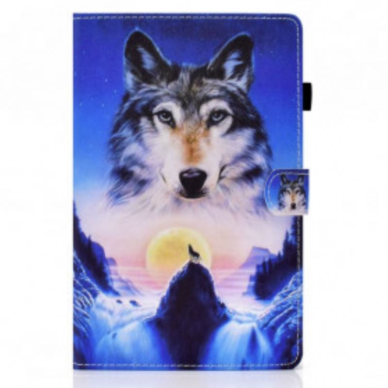 Capa Flip Para Samsung Galaxy Tab A7 (2020) Lobo Da Montanha