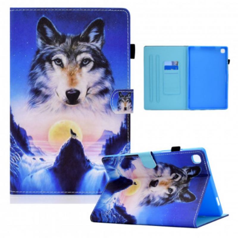 Capa Flip Para Samsung Galaxy Tab A7 (2020) Lobo Da Montanha