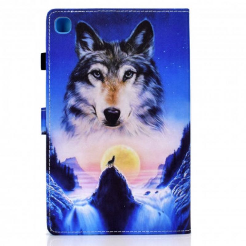 Capa Flip Para Samsung Galaxy Tab A7 (2020) Lobo Da Montanha