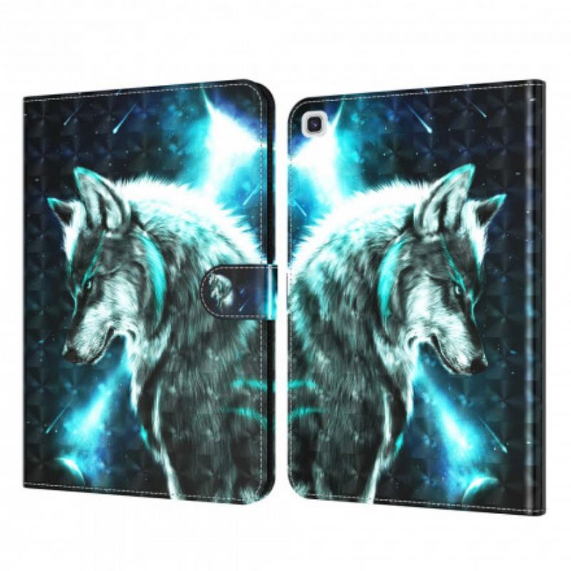 Capa Flip Para Samsung Galaxy Tab A7 (2020) Lobo Selvagem De Ponto De Luz