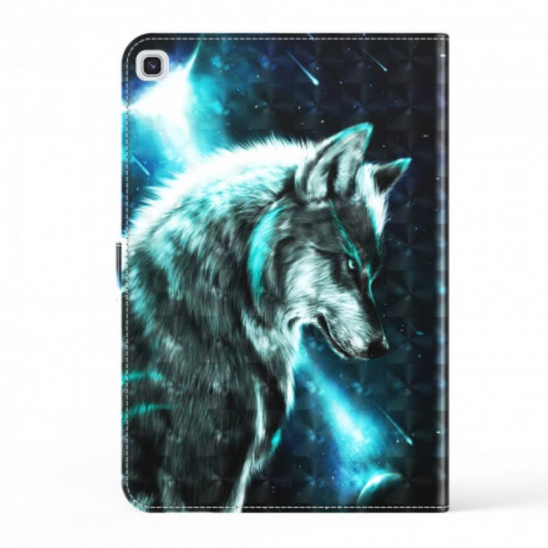 Capa Flip Para Samsung Galaxy Tab A7 (2020) Lobo Selvagem De Ponto De Luz