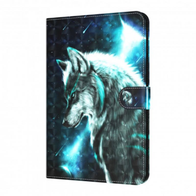 Capa Flip Para Samsung Galaxy Tab A7 (2020) Lobo Selvagem De Ponto De Luz