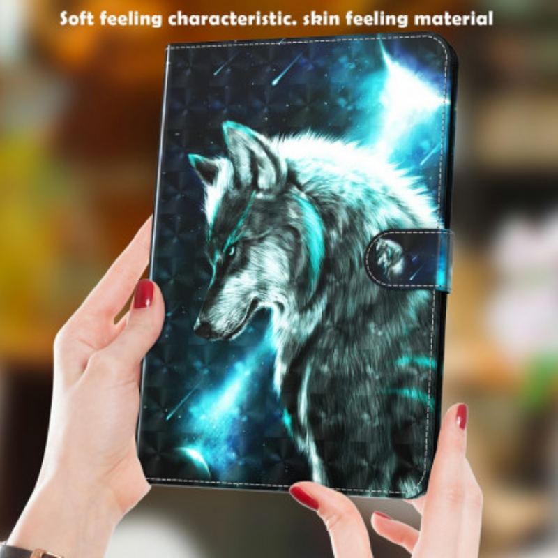 Capa Flip Para Samsung Galaxy Tab A7 (2020) Lobo Selvagem De Ponto De Luz