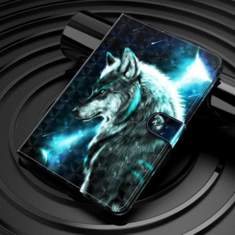 Capa Flip Para Samsung Galaxy Tab A7 (2020) Lobo Selvagem De Ponto De Luz