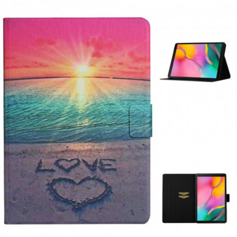 Capa Folio Para Samsung Galaxy Tab A7 (2020) Amor Ao Pôr Do Sol