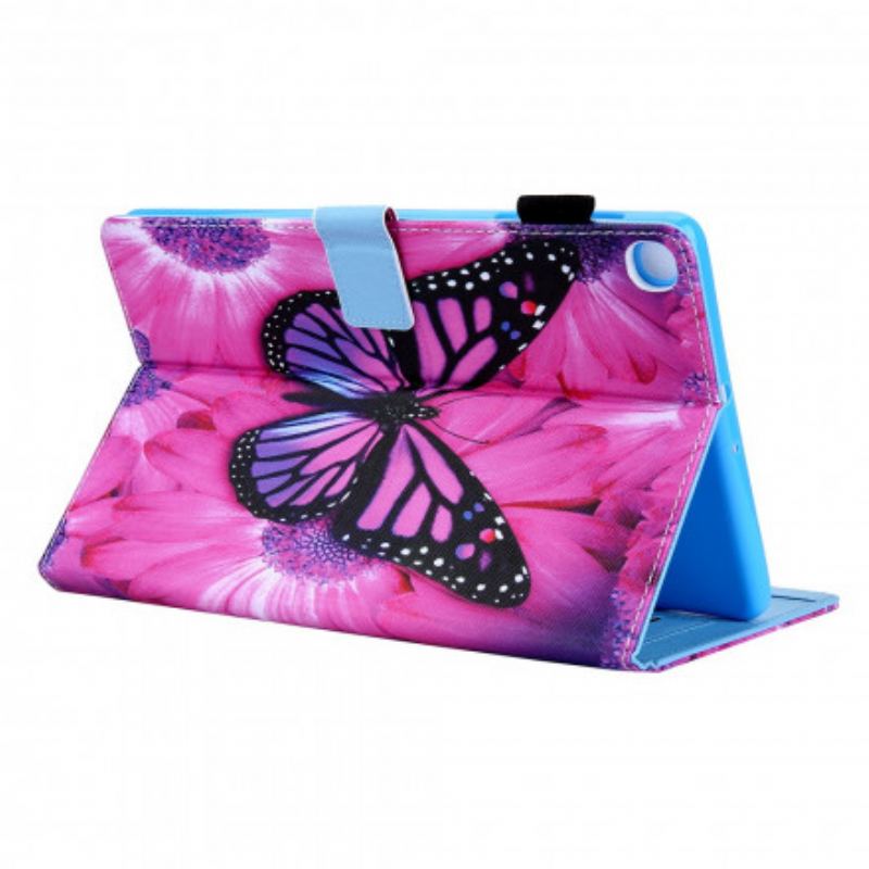 Capa Folio Para Samsung Galaxy Tab A7 (2020) Borboleta Floral