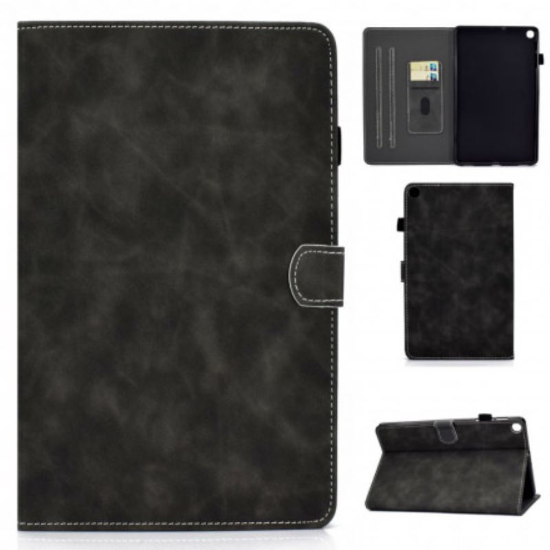 Capa Folio Para Samsung Galaxy Tab A7 (2020) Efeito Couro Design Vintage