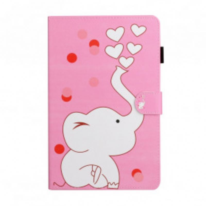 Capa Folio Para Samsung Galaxy Tab A7 (2020) Elefante Apaixonado