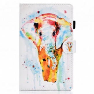 Capa Folio Para Samsung Galaxy Tab A7 (2020) Elefante Aquarela