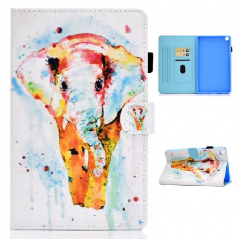 Capa Folio Para Samsung Galaxy Tab A7 (2020) Elefante Aquarela