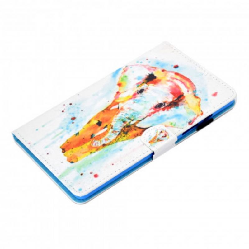 Capa Folio Para Samsung Galaxy Tab A7 (2020) Elefante Aquarela