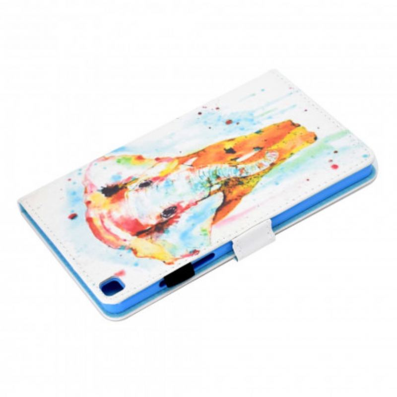 Capa Folio Para Samsung Galaxy Tab A7 (2020) Elefante Aquarela