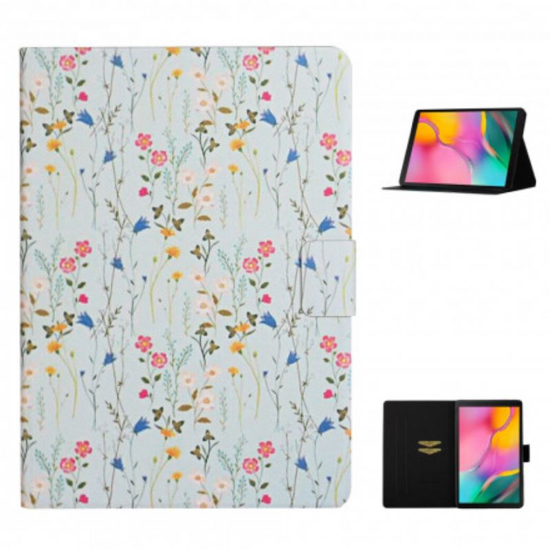 Capa Folio Para Samsung Galaxy Tab A7 (2020) Flores Flores Flores