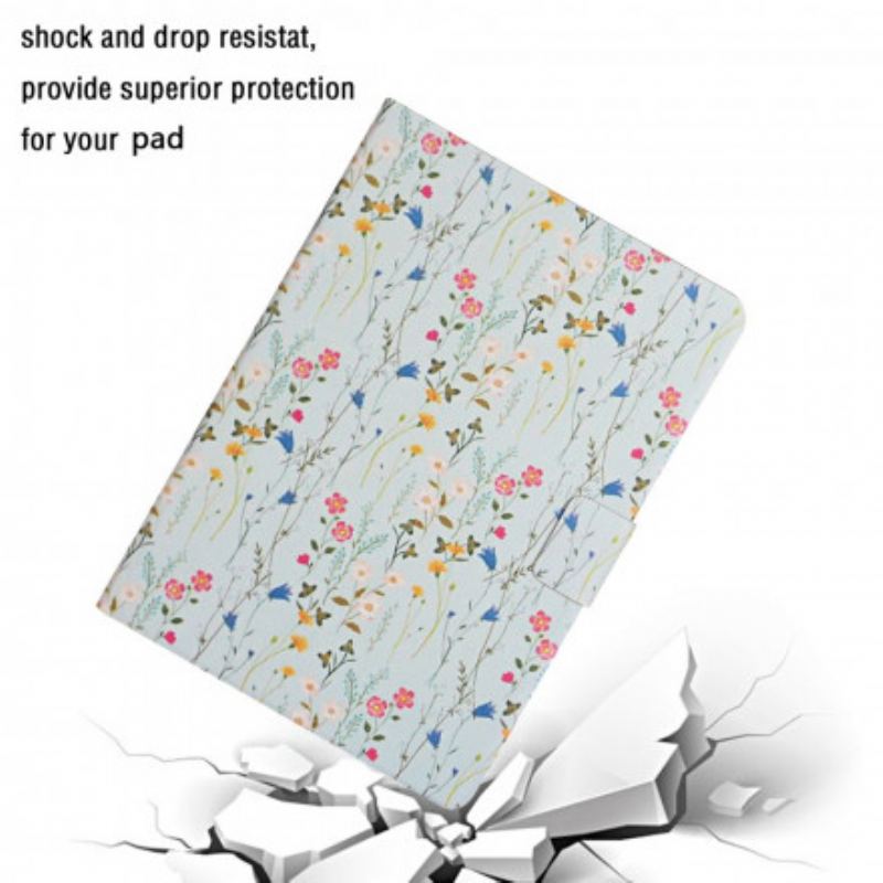 Capa Folio Para Samsung Galaxy Tab A7 (2020) Flores Flores Flores