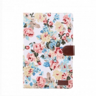 Capa Folio Para Samsung Galaxy Tab A7 (2020) Flores Da Liberdade