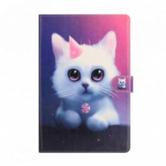 Capa Folio Para Samsung Galaxy Tab A7 (2020) Gatinho Branco