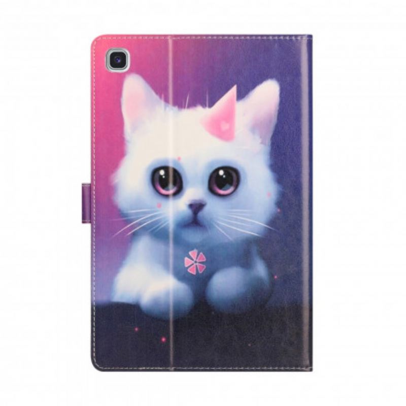 Capa Folio Para Samsung Galaxy Tab A7 (2020) Gatinho Branco