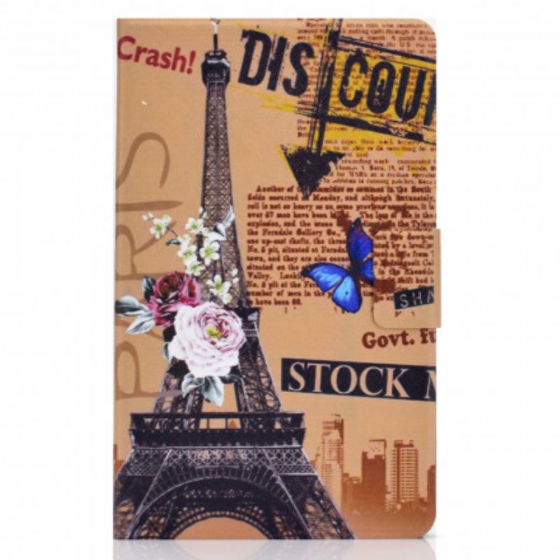 Capa Folio Para Samsung Galaxy Tab A7 (2020) Torre Eiffel