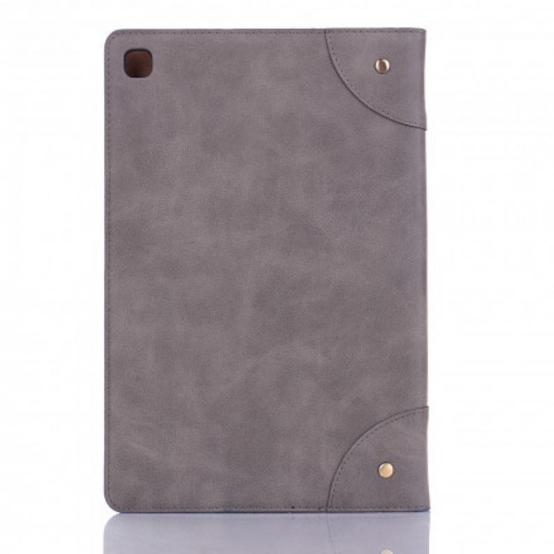 Capa Para Samsung Galaxy Tab A7 (2020) Rebites Vintage De Couro Sintético