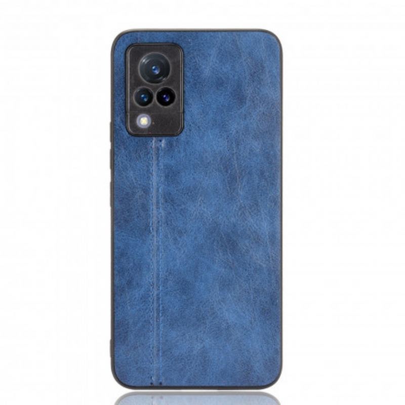 Capa De Celular Para Vivo V21 5G Efeito Couro Couture