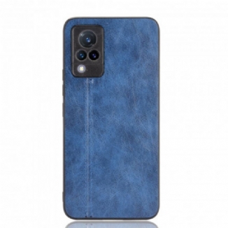 Capa De Celular Para Vivo V21 5G Efeito Couro Couture