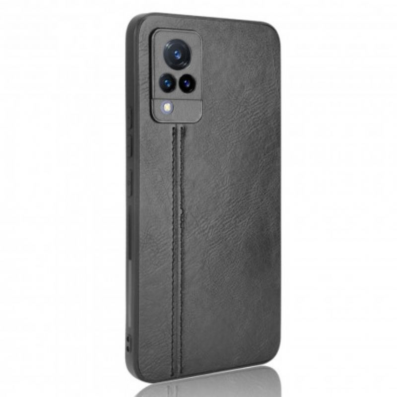 Capa De Celular Para Vivo V21 5G Efeito Couro Couture