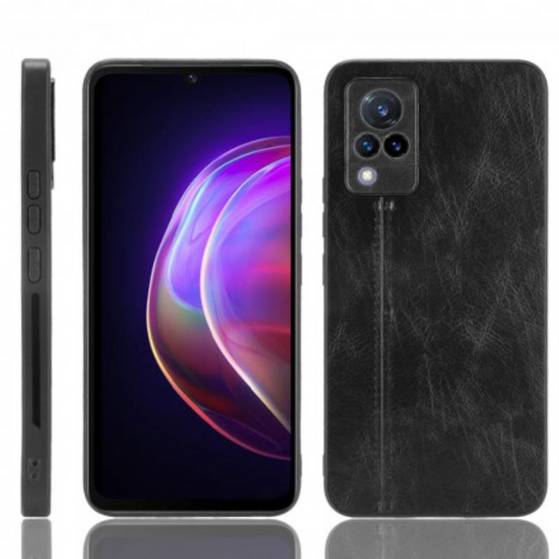 Capa De Celular Para Vivo V21 5G Efeito Couro Couture