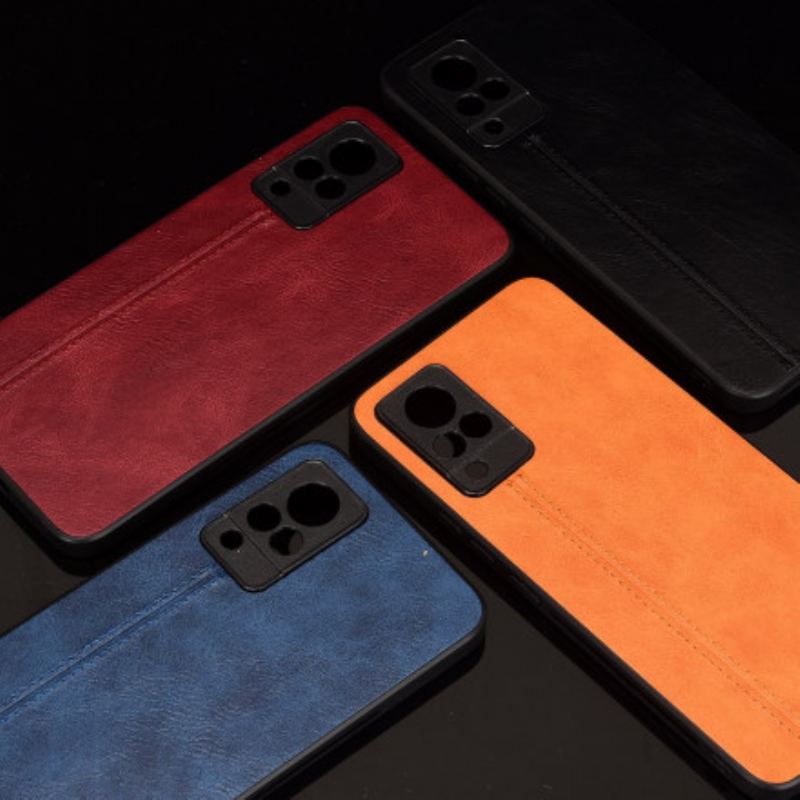 Capa De Celular Para Vivo V21 5G Efeito Couro Couture