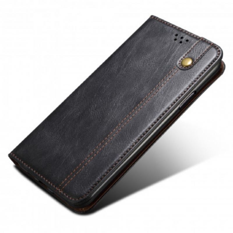 Capa De Celular Para Vivo V21 5G Flip Couro Sintético Encerado