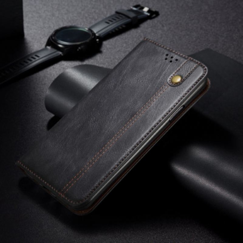 Capa De Celular Para Vivo V21 5G Flip Couro Sintético Encerado