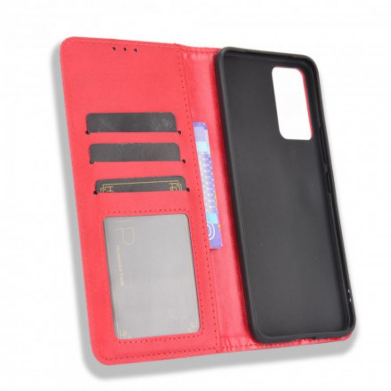 Capa De Celular Para Vivo V21 5G Flip Efeito Couro Vintage Estilizado