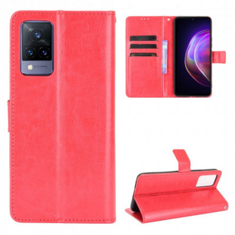 Capa Flip Para Vivo V21 5G Couro Falso Chamativo