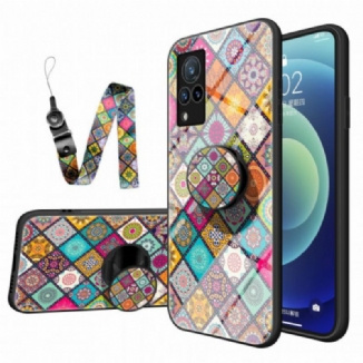 Capa Para Vivo V21 5G Suporte Magnético Patchwork