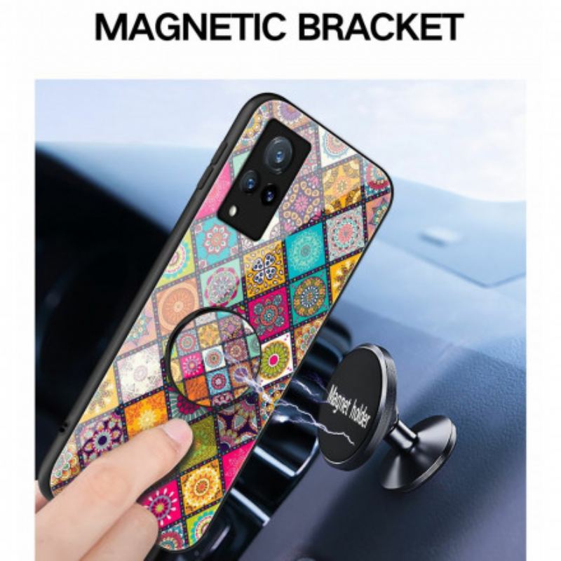 Capa Para Vivo V21 5G Suporte Magnético Patchwork