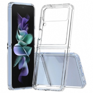 Capa De Celular Para Samsung Galaxy Z Flip 4 De Couro Contorno Reforçado Transparente