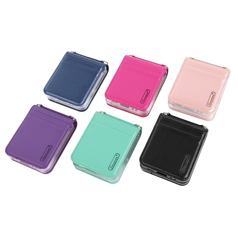 Capa De Celular Para Samsung Galaxy Z Flip 4 De Couro Estilo De Couro Com Alça