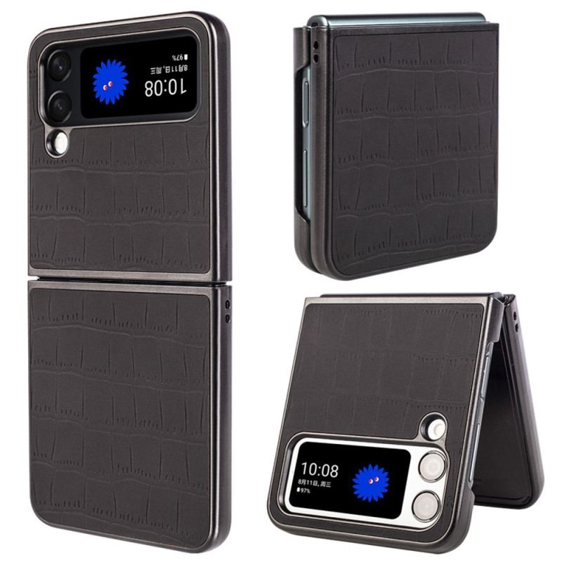 Capa De Celular Para Samsung Galaxy Z Flip 4 De Couro Estilo De Pele De Crocodilo