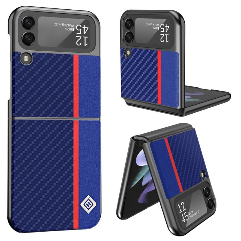 Capa De Celular Para Samsung Galaxy Z Flip 4 De Couro Fibra De Carbono Lc.imeeke