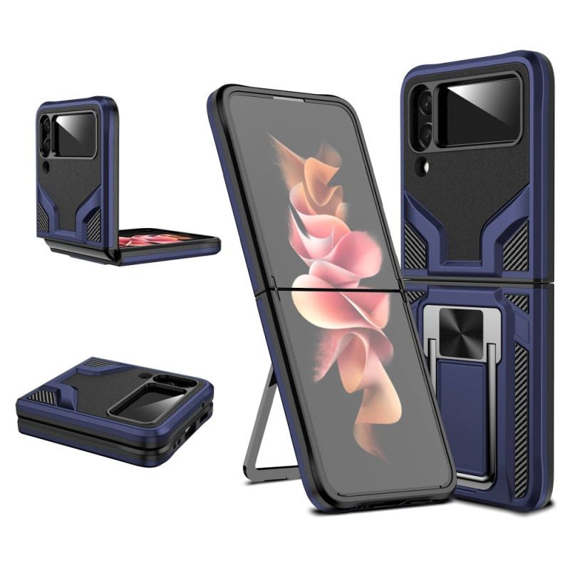 Capa De Celular Para Samsung Galaxy Z Flip 4 De Couro Suporte De Anel