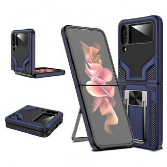 Capa De Celular Para Samsung Galaxy Z Flip 4 De Couro Suporte De Anel