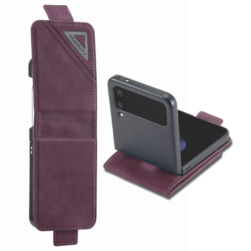 Capa De Couro Para Samsung Galaxy Z Flip 4 Forwenw Efeito Couro