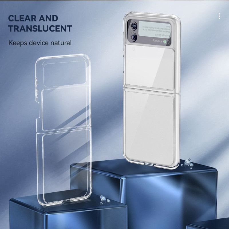 Capa Para Samsung Galaxy Z Flip 4 De Couro Antiamarelecimento Transparente