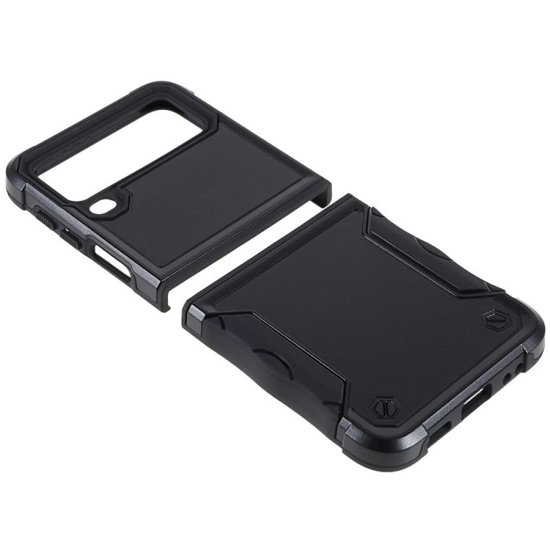 Capa Para Samsung Galaxy Z Flip 4 De Couro Botão Híbrido