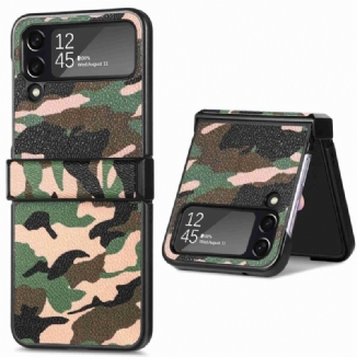 Capa Para Samsung Galaxy Z Flip 4 De Couro Camuflagem Militar